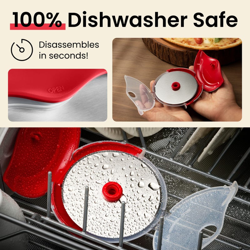 Kitchy Pizza Cutter Wheel with Protective Blade Cover, Ergonomic Pizza Slicer (Red) - Image 5